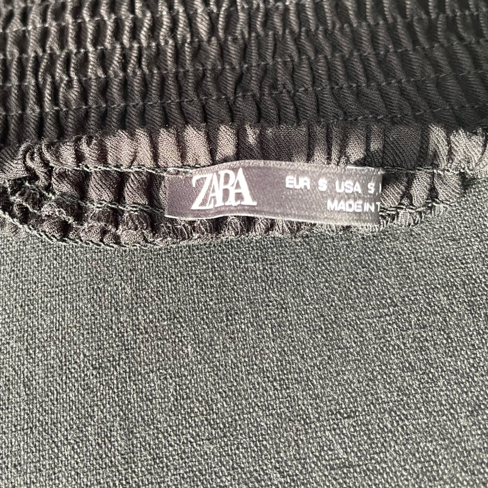 Zara Black Smocked Crop Top - Picture 3 of 4